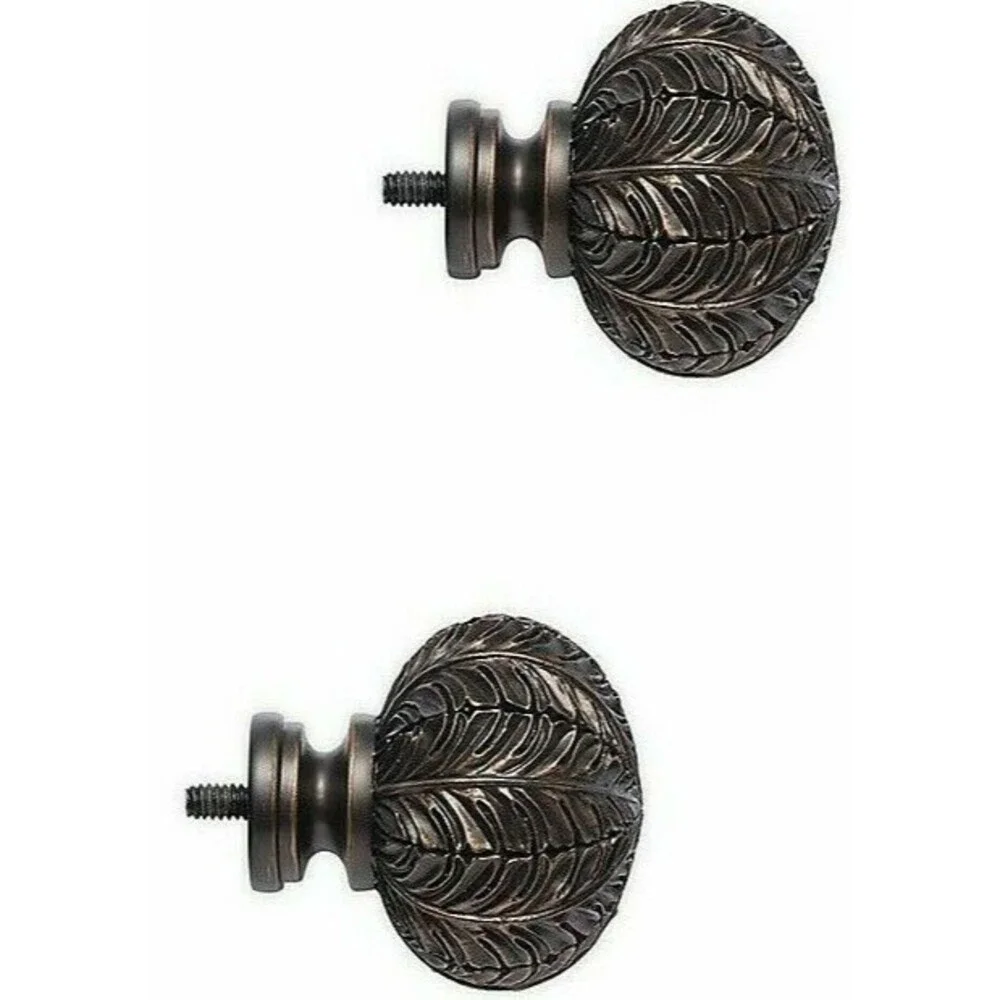 Cambria Classic Complete Leaf Finials in Matte Brown Elegant Set of 2